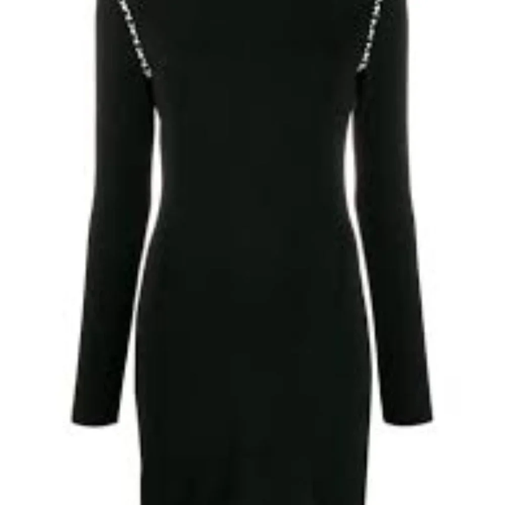 Michael Michael Kors Long-sleeve Logo Trim Mini Dress In Black - Picture 2 of 4